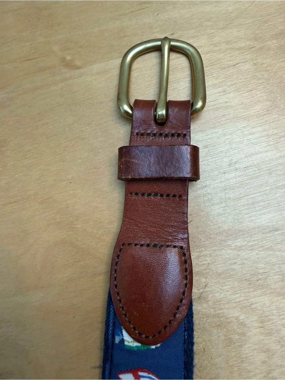 Nautical Sailboat Woven Vintage Belt Leather Man Ltd Brass Buckle Made in USA 38